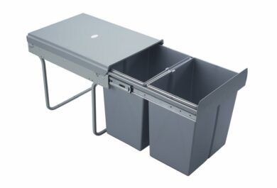 Výsuvný odpadkový 2-koš, 2x20 l, K40-šedý plast  (1007111602)