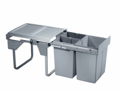 Výsuvný odpadkový 3-koš Komfort, 1x20 l + 2x10 l, K45-šedý plast  (1007137602)