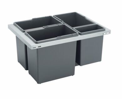 Odpadkový koš CUBE Basic 600, 3x12 l + 1x3,3 l, K60 - šedý plast  (1007147602)