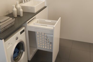 Prádelní koš Elegance, 35 l, 362-368x506x570 mm, bílý plast  (2003003201)