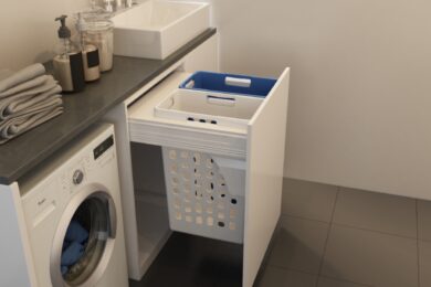 Prádelní koš Elegance, 70 (2x35) l, 562-568x506x570 mm, bílý plast  (2003005201)