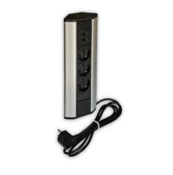 Zásuvka CORNER 2 x USB 5 V DC (2,4 A) / 3 x 230 V AC (16 A) stříbrná - Mobilní sada zásuvek.
