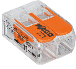 WAGO svorka s páčkou 221-412, 1x2pin - Bezšroubá svorkovnice pro spojení maximálně dvou vodičů