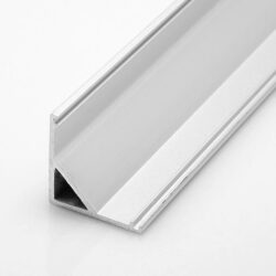Profil WIRELI UNI CORNER stříbrný elox, 16x16x2000mm (metráž) - Rohový hliníkový LED profil se snadnou montáží 45°.